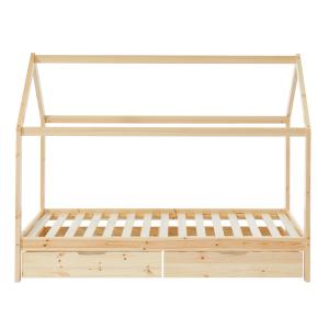 Lit cabane avec tiroirs   bois massif de pin naturel  matel…