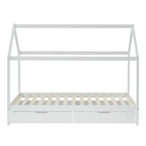 Lit cabane avec tiroirs   pin blanc  90x190 sommier inclus