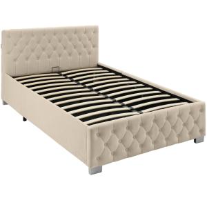 Lit capitonné avec bandes LED et espace de rangement 120x20…