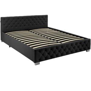 Lit capitonné avec bandes LED et espace de rangement 180x20…
