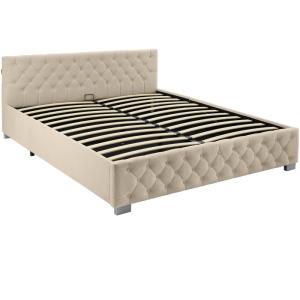 Lit capitonné avec bandes LED et espace de rangement 180x20…