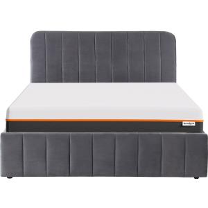 Lit coffre 140x190 en velours gris anthracite   Matelas dou…