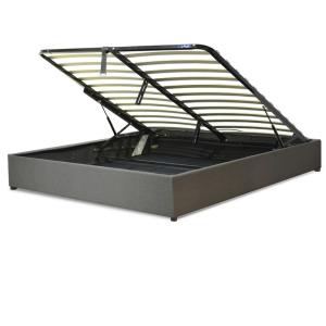 Lit coffre en tissu gris clair avec cadre à lattes 90x190 c…