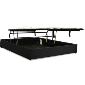 Lit coffre ouverture parallèle simili cuir noir 140x200 cm