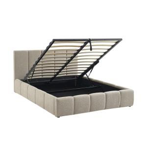 Lit coffre   sommier   tête de lit bouclette texturée beige…