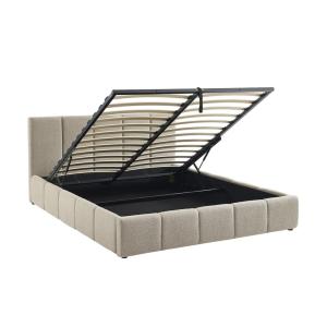 Lit coffre   sommier   tête de lit bouclette texturée beige…