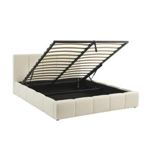 Lit coffre   sommier   tête de lit bouclette texturée blanc…