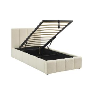Lit coffre   sommier   tête de lit bouclette texturée blanc…