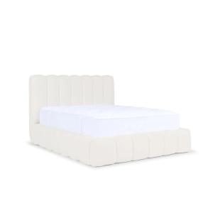 Lit coffre tissu chenille 160x200cm - Blanc