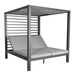 Lit de jardin 2 places structure aluminium gris foncé