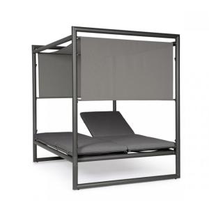 Lit de jour en aluminium anthracite avec chaises longues gr…