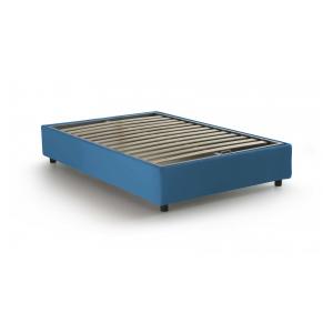 Lit demi-carré en tissu bleu 205x135h32 cm