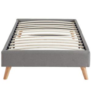 Lit enfant avec sommier 90x190cm en tissu gris clair