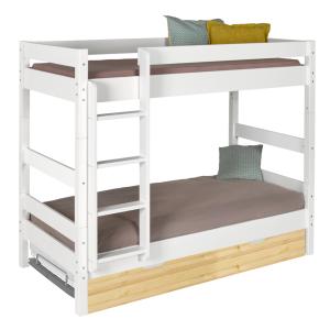 Lit superposé avec sommier gigogne 80x190 cm bois massif bl…
