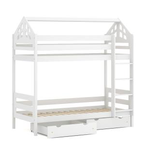Lit superposé en pin massif 190x90 blanc