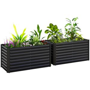 Lits de jardin surélevés lot de 2 acier galvanisé gris fonc…