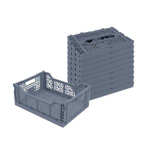 Lot 10 caisses de rangement pliables bleu 40 x 30 x 15 cm