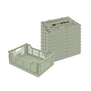 Lot 10 caisses de rangement pliables vert clair 40 x 30 x 1…