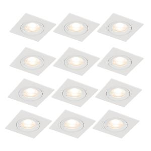 Lot 12 spots encastrés carrés blancs GU10 IP44