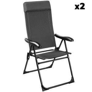 Lot 2 chaises de camping pliables en aluminium avec appui-t…