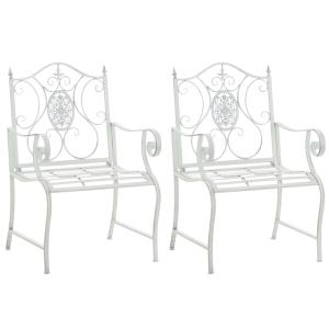 Lot 2 chaises de jardin avec accoudoirs en métal Blanc anti…