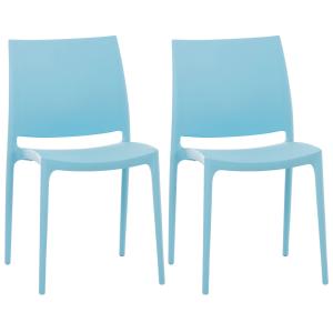 Lot 2 chaises de jardin empilables en plastique Bleu clair