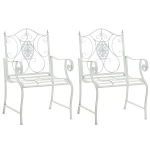 Lot 2 chaises de jardin en métal Blanc antique