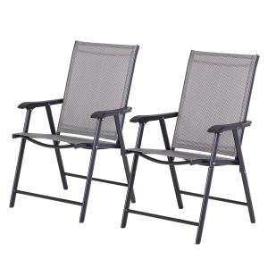 Lot 2 chaises de jardin pliantes accoudoirs métal textilène…