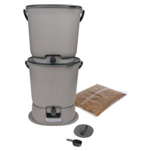 Lot 2 Composteurs Bokashi en Plastique recyclé, gris, 15,3l