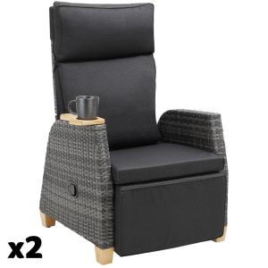 Lot 2 fauteuils en rotin avec cadre en aluminium dossier ré…