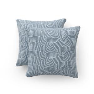 Lot 2 housse de coussin en coton géométrique bleu 45x45 cm