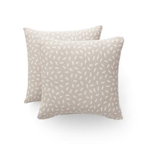 Lot 2 housse de coussin en coton points beige 45x45 cm