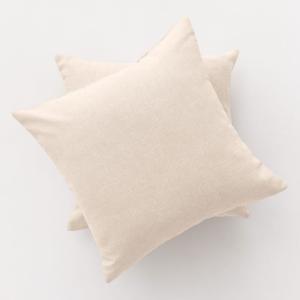 Lot 2 housse de coussin uni en coton doux écru 45x45 cm