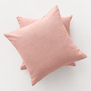 Lot 2 housse de coussin uni en coton doux saumon 45x45 cm