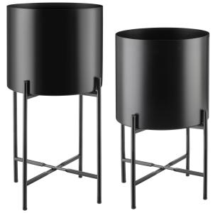 Lot 2 supports de plantes en acier revêtu par poudre noir