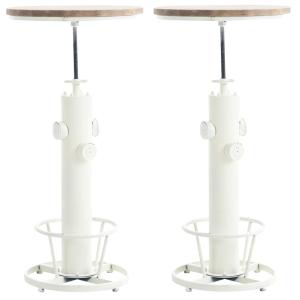 Lot 2 Tables hautes réglable en métal Blanc antique