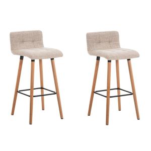 Lot 2 Tabourets de bar matelassés en tissu Crème