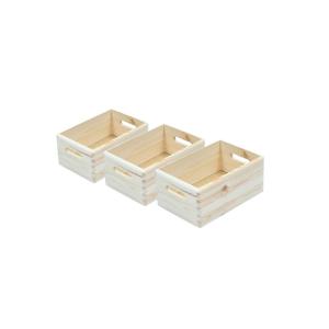Lot 3 caisses de rangement en pin 30 x 20 x 14 cm