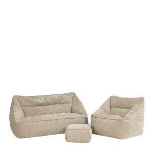 Lot 3 poufs chenille: canapé, fauteuil et repose-pieds carr…