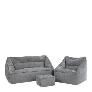 Lot 3 poufs chenille: canapé, fauteuil et repose-pieds carr…