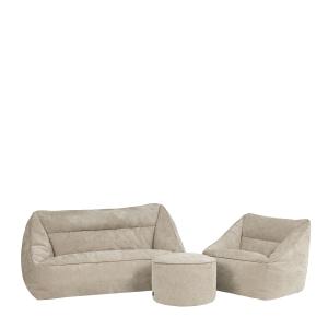 Lot 3 poufs en chenille: canapé, fauteuil et repose-pieds r…