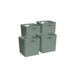 Lot 4 bacs de rangement en plastique vert sauge 31 x 31 x 3…