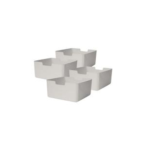 Lot 4 bacs en plastique blanc cassé 31 x 31 x 15 cm