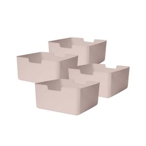 Lot 4 bacs en plastique rose 31 x 31 x 15 cm