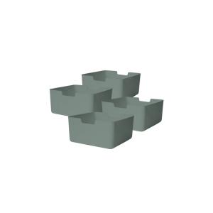 Lot 4 bacs en plastique vert 31 x 31 x 15 cm