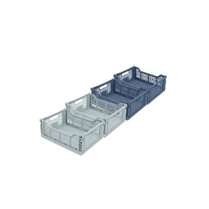 Lot 4 caisses de rangement pliables gris et bleu 27 x 17 x…