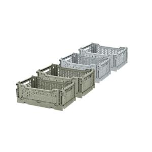 Lot 4 caisses de rangement pliables gris et vert 27 x 17 x…