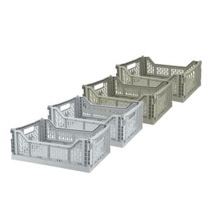 Lot 4 caisses de rangement pliables gris et vert 40 x 30 x…