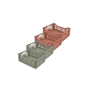 Lot 4 caisses de rangement pliables terracotta, vert 40 x 3…