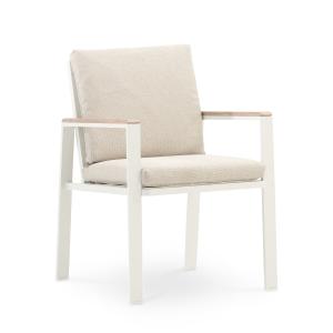 Lot 4 chaises aluminium blanc accoudoirs effet bois avec co…